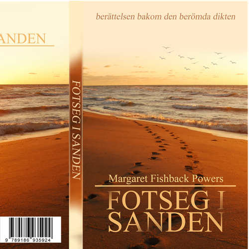 Footprint design with the title 'Book cover for famous poem Footprints'