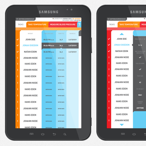 Tablet design with the title 'Dutch st Anthony Hospital needs a checklist app design'