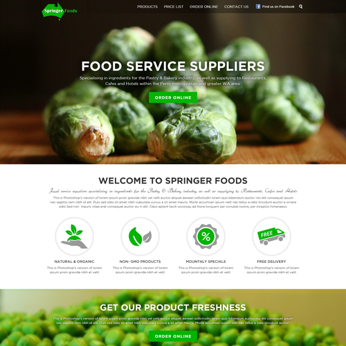 Fresh website with the title 'food service'
