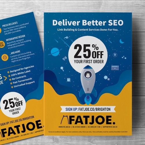 SEO design with the title '*Exciting* Flyer Design for an International Marketing Brand'