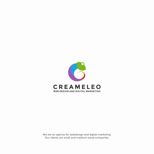 Chameleon logo with the title 'Creative logo for Creameleo'