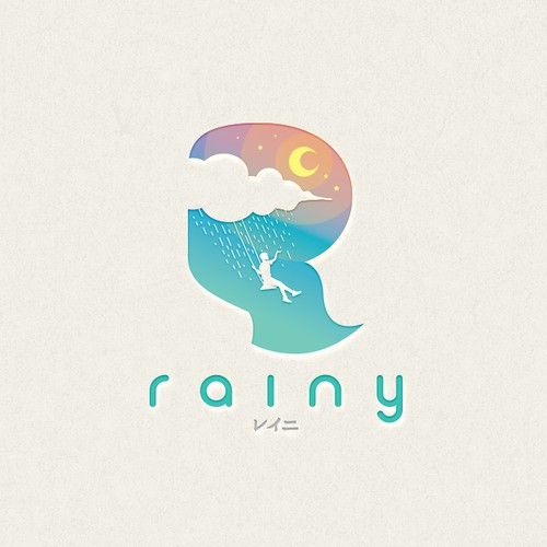 Cloud logo with the title 'Rainy Logo Concept'