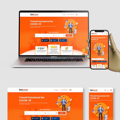 Orange website with the title 'Travel agency landing page'