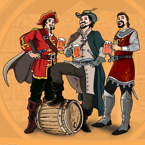 Pirate artwork with the title 'Label Illustration for a Brewing Company'