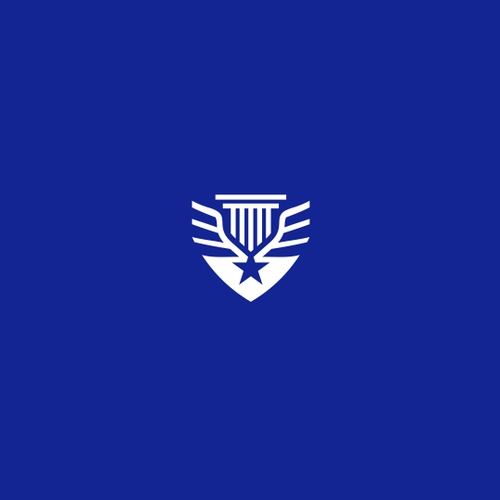 Financial holding logo with the title 'star + wings + shield + law sign'