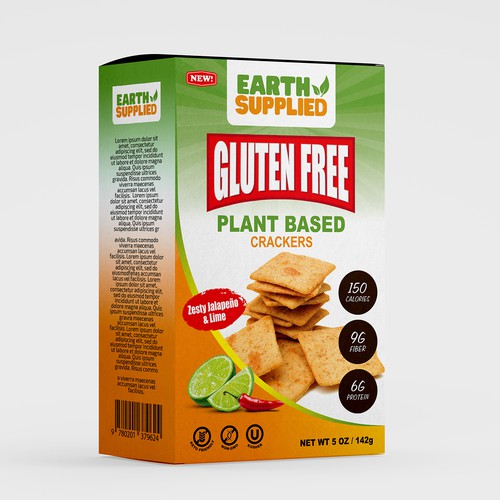 Chips packaging with the title 'Gluten Free Cracker Packaging Design'