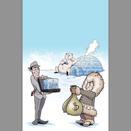 Bear illustration with the title 'Cartoon illustration for a book cover'