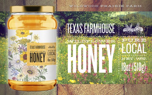Honey label with the title 'Wildwood Prairie Farm Honey Label'