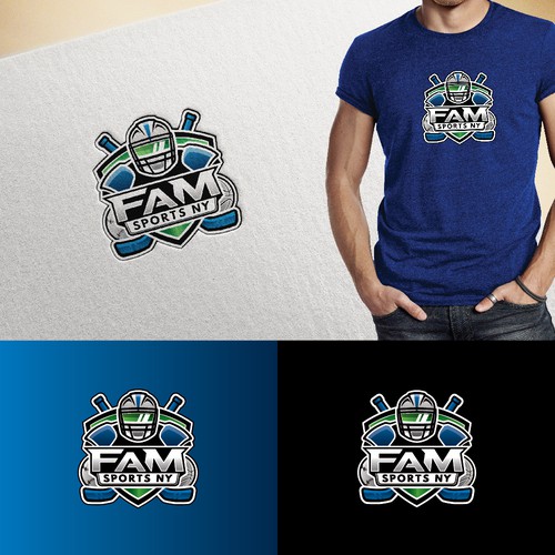 Podcast brand with the title '"FaM SPORTS NY" Logo Design Winner'