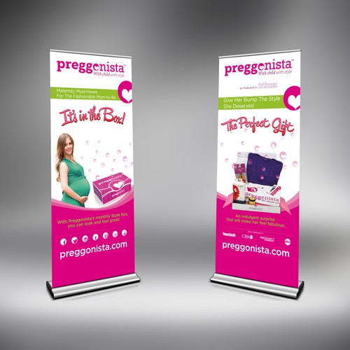 Trade show design with the title 'Create two (matching) tradeshow banners for our giftbox for pregnantwomen'