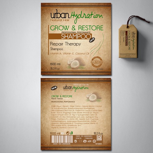 Hair packaging with the title 'Label for Natural Hair Care Line.'