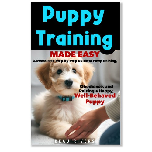 Cute book cover with the title 'Puppy training book'