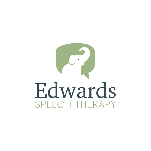 Speech bubble logo with the title 'Subtle kids logo w/ elephant'