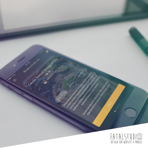 UI design with the title 'Meal Delivery Mobile App'