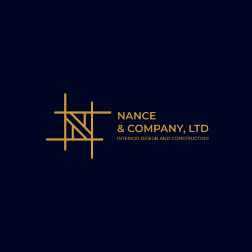 Interior design brand with the title 'Line art logo for interior design & construction company'