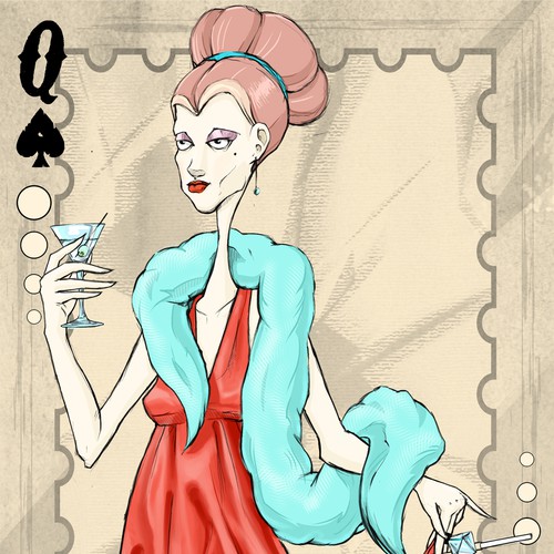 Queen design with the title 'Queen Poker Card'
