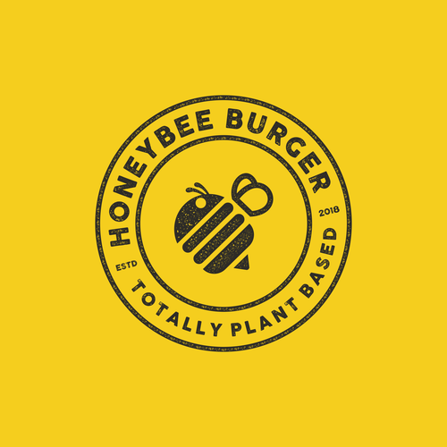 Burger logo with the title 'honeybee burgers'