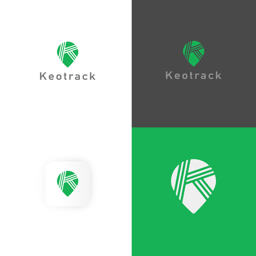 Tracker logo with the title 'Logotype and pin for GPS tracking company'