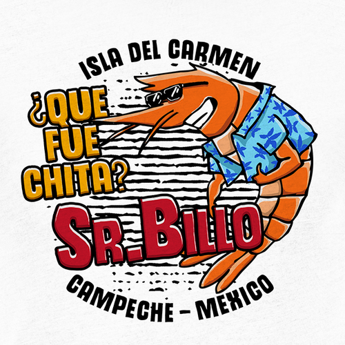 Ocean t-shirt with the title '?Que Fue Chita? Shrimp Mascot T-shirt'