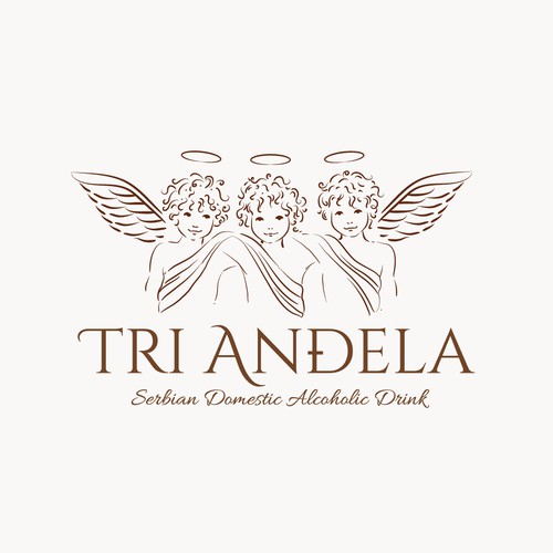 Angel logo with the title 'Logo for Tri Andjela-Serbian domestic alcoholic beverage rakija'