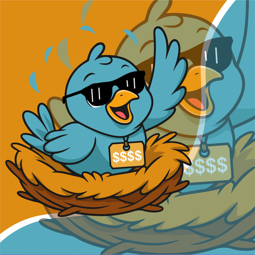 Nest logo with the title 'Cartoon bird mascot logo'