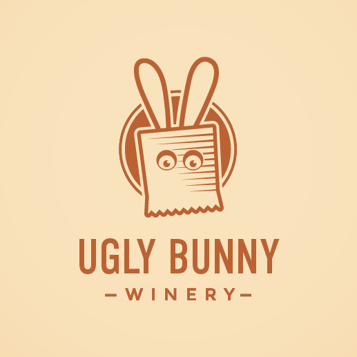 Humorous logo with the title 'Ugly Bunny Winery'