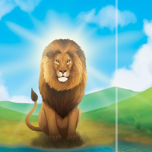 Lion illustration with the title 'Page of book'