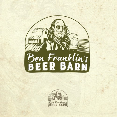 Brewery logo with the title 'Beer pub "Ben Franklin's Beer Barn"'