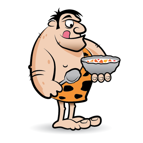 Eating design with the title 'Create a Caveman or Cavewoman cooking a pizza over a wood fire!'