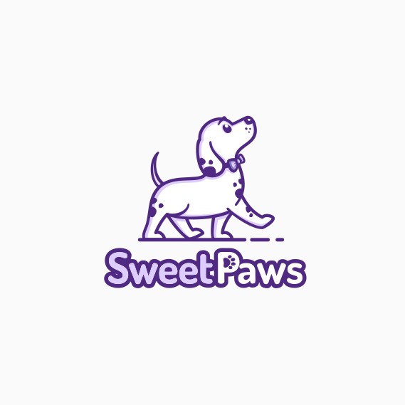 Dog paw logo with the title 'Sweet Paws doggy daycare logo'