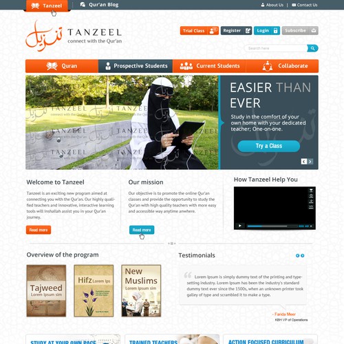 Education website with the title 'Online Qur'an Institute'