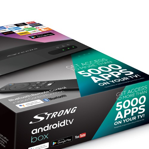 Technology packaging with the title 'Android TV Device Packaging Design'
