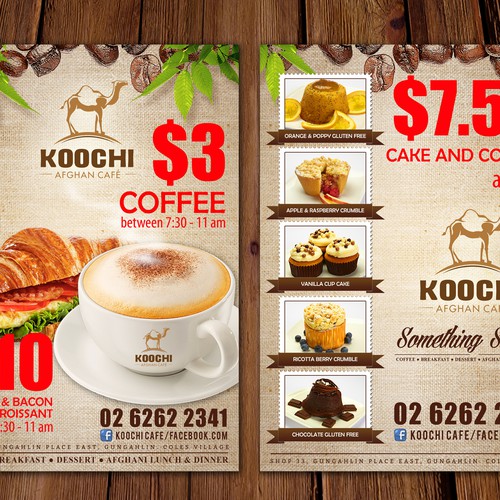 Bacon design with the title 'Koochi Afghan kafe'