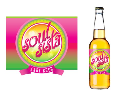 Woman label with the title 'soul sista lady beer'