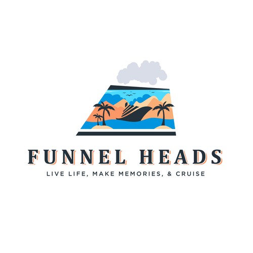 Cruise ship logo with the title 'Funnel heads'