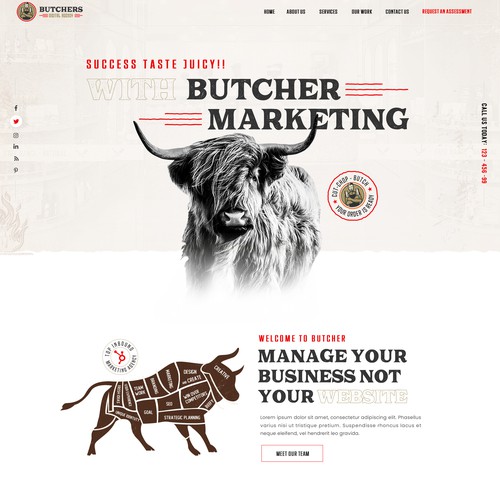Adobe XD design with the title 'Custom Wordpress Website for Marketing Company '