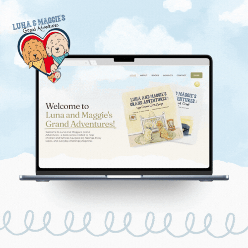 Design with the title 'Luna and Maggie's Grand Adventures Website'