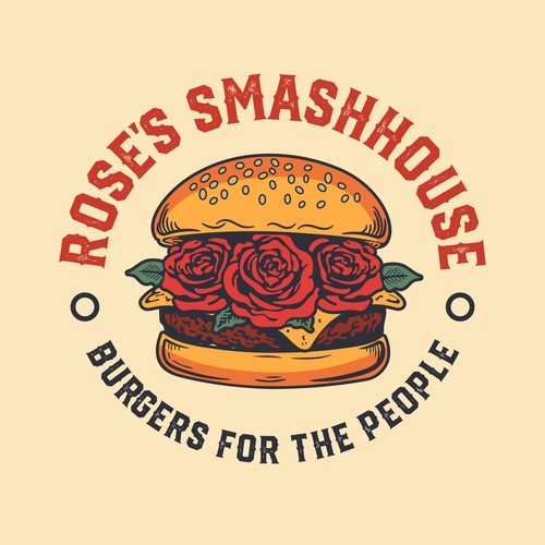 Burger king logo with the title 'Rose's Smash House'