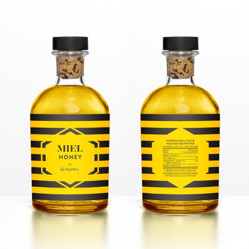 Yellow label with the title 'Label for honey bottle'