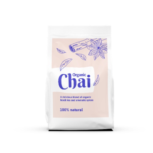 Feminine label with the title 'Organic chai tea label'