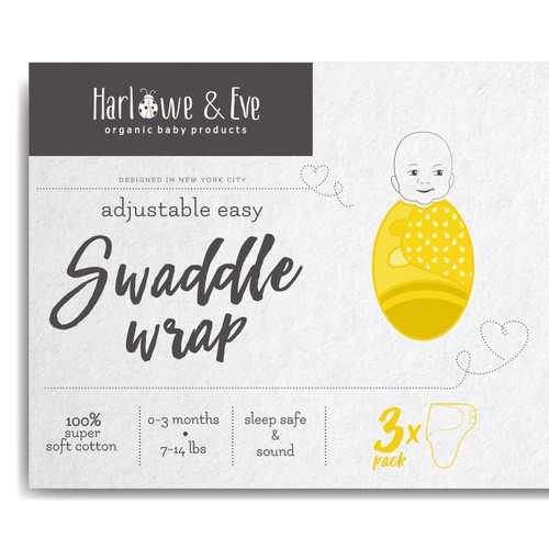 Wrap design with the title 'swaddle wrap packaging design '