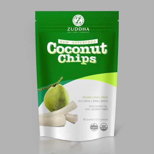 Coconut packaging with the title 'stand up pouch'