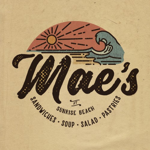 Beach logo with the title 'Vintage Beach Themed Logo'