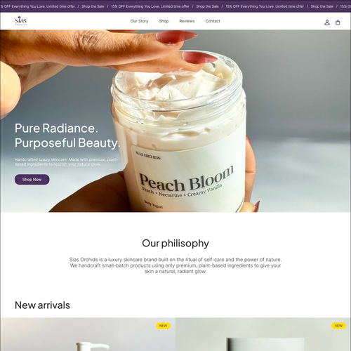 Cosmetics website with the title ' Luxury skincare website'