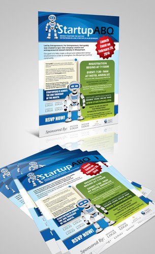 Conference design with the title 'innovative startup needs the most creative design!'