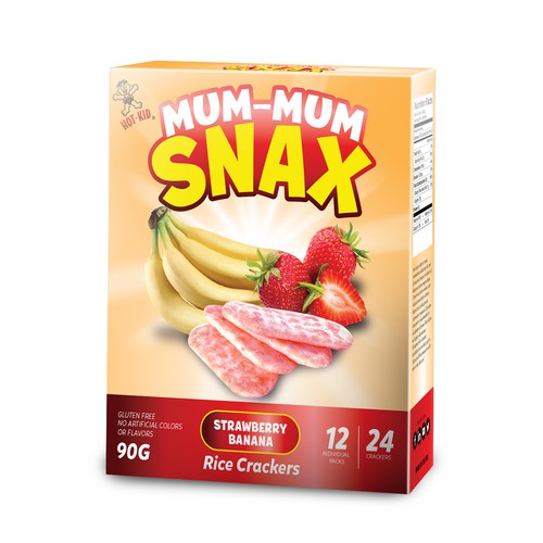 Strawberry packaging with the title 'Bold concept for strawberry rice crackers'