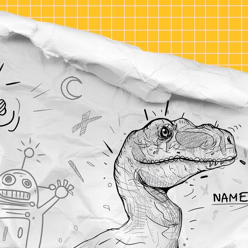 Robot illustration with the title 'Notebook cover contest'