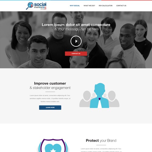 Marketing website with the title 'Social Monitering'