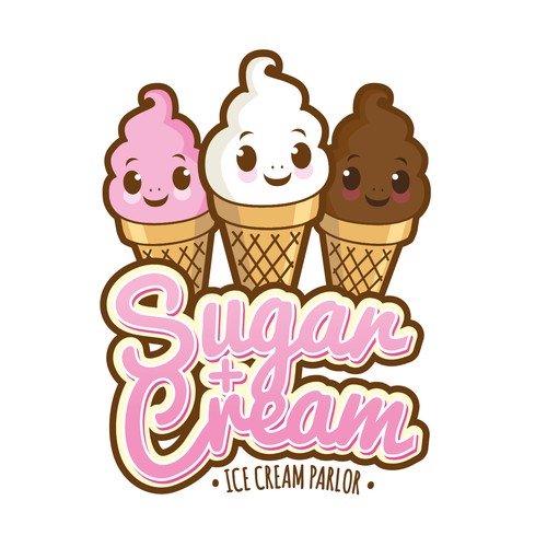Kawaii logo with the title 'Logo for ice cream parlor'