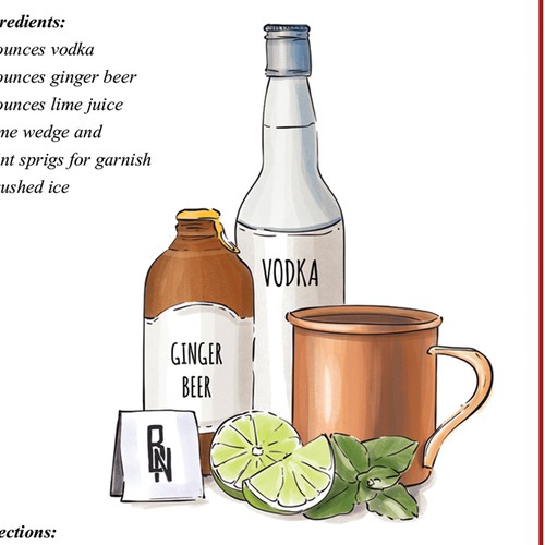 Cocktail design with the title 'Cocktail Recipe Pamphlet'